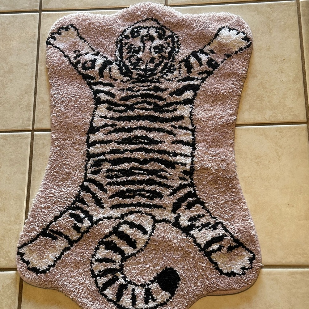 Celeste Beige and Brown Non-Slip Bath Mat Rug